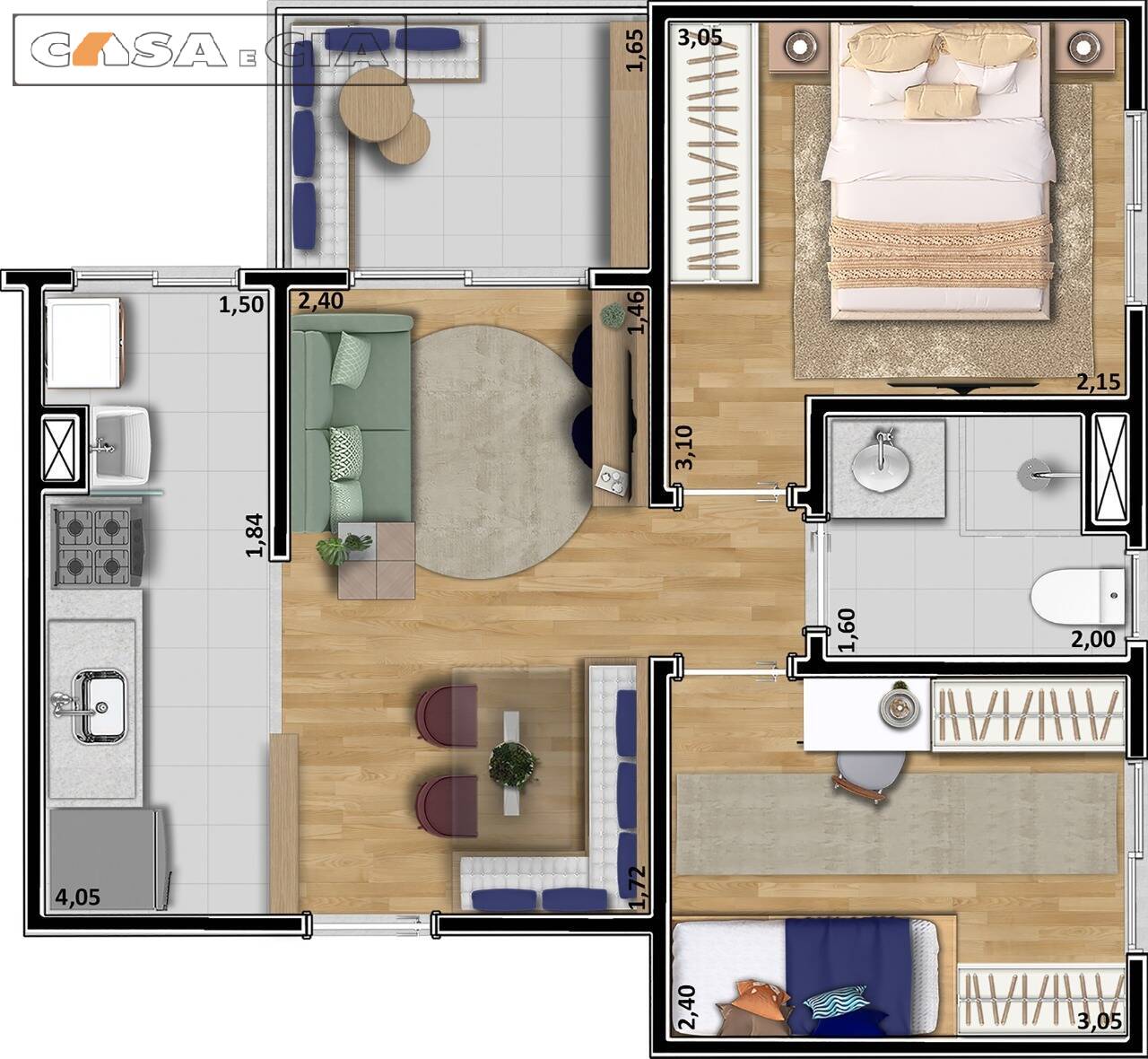 Apartamento à venda com 2 quartos, 46m² - Foto 3